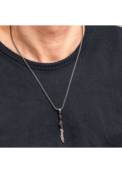 Gümüş Desenli Zülfikar Erkek Kolye SL10794 indirimleri