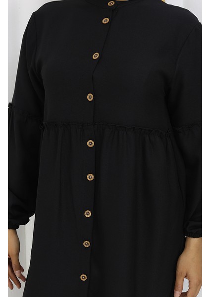 Büzgülü Düğmeli Tunik Pantolon Ikili Takım 0115-03 Siyah fırsatları