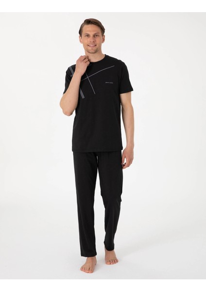 Erkek Kısa Kollu Bisiklet Yaka Pijama Takım