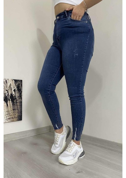 Full Likra Taş Işleme Büyük Beden Jean