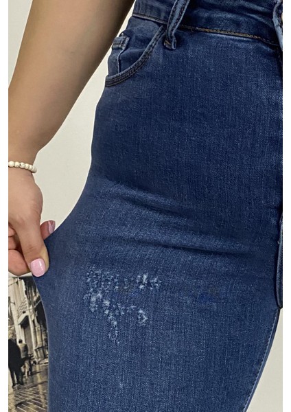 Full Likra Taş Işleme Büyük Beden Jean