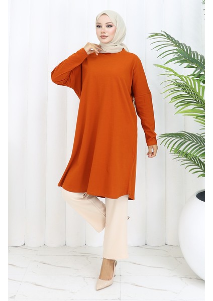 Rahat Kesim Cotton Sade Tunik 8757-03 Kiremit fiyatları