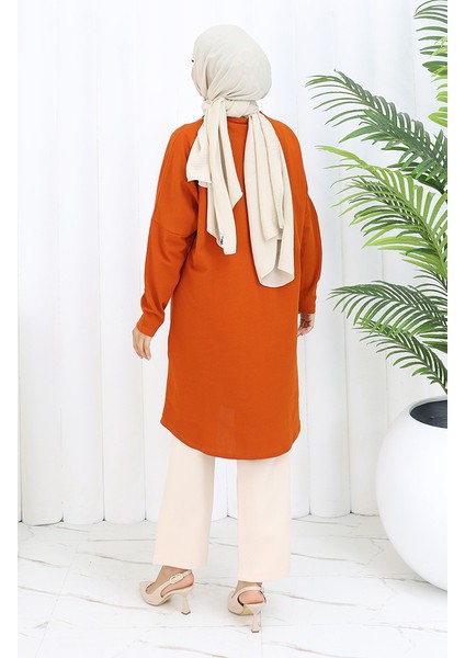 Rahat Kesim Cotton Sade Tunik 8757-03 Kiremit indirimleri