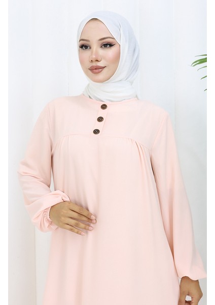 Robalı Elbise 4109-01 Pudra modelleri