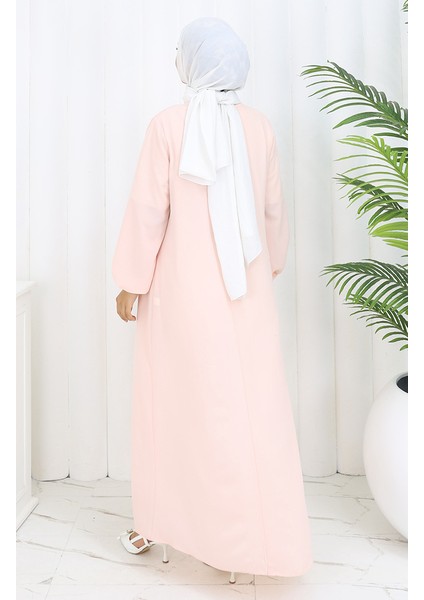 Robalı Elbise 4109-01 Pudra indirimleri