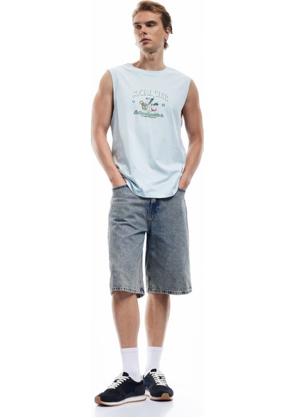 Bisiklet Yaka Pamuklu Regular Fit Baskılı Kolsuz Atlet