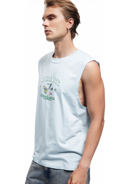 Bisiklet Yaka Pamuklu Regular Fit Baskılı Kolsuz Atlet fiyatları