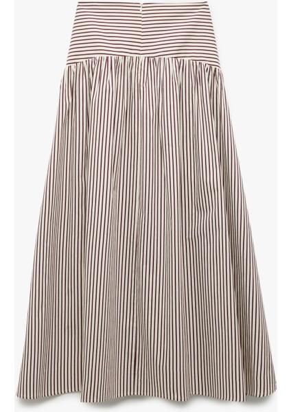 x Melis Ağazat - Gabardin Kumaş Belden Oturtma Detaylı Uzun Kloş Etek indirimleri