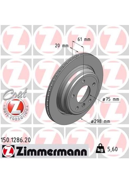 Zımmermann 150.1286.20 Fren Dıskı Arka Havalı Bmw E39 96 03