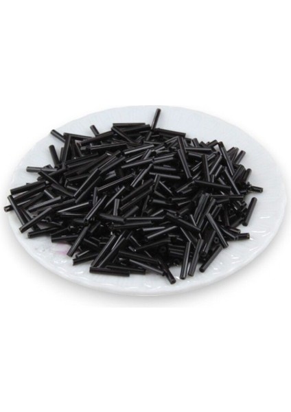 Siyah Uzun Boru 14 mm Boncuk 80 gr