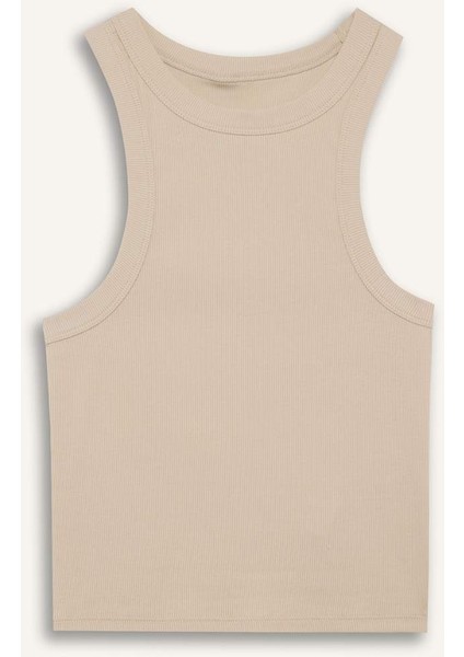 Slim Fit Dar Kesim Halter Yaka Fitilli Kaşkorse Atlet C4078AX24SP
