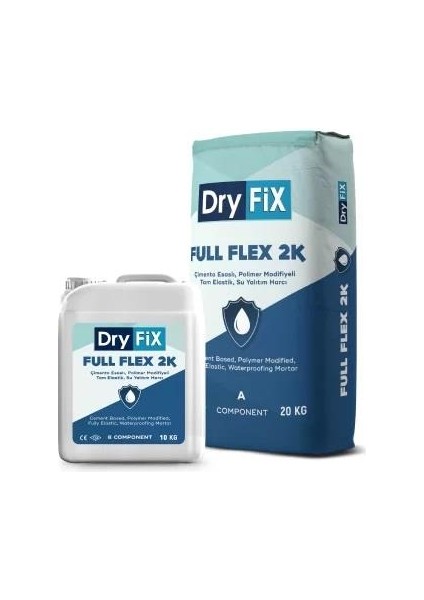 Full Flex 2k Tam Elastik Çimento Esaslı Sürme Su Yalıtımı 30 kg Set