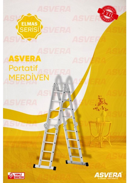 Elmas Serisi - 470 Cm. Çok Amaçlı Merdiven - Alüminyum - Yerli Üretim