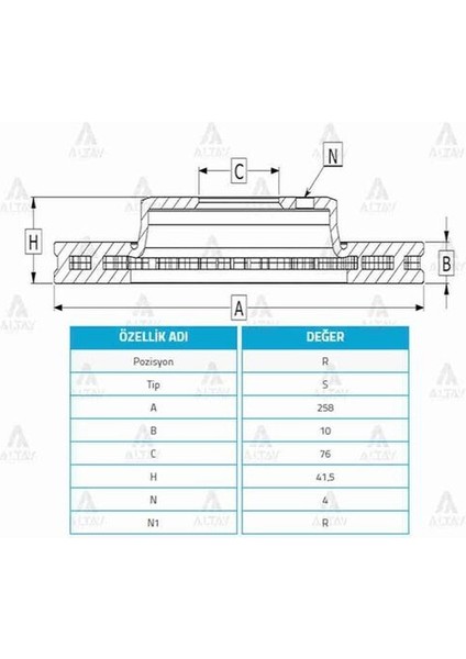 03652 Fren Diski Cerato 04-10 Elantra 01-07 Arka Düz 258-4 584112F100