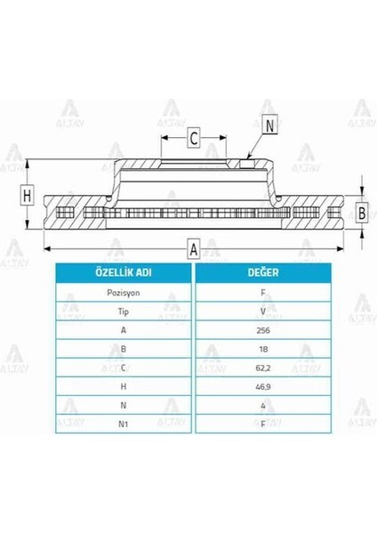 03703 Fren Dıskı I20 09>15 1.2 On Havalı 256-4