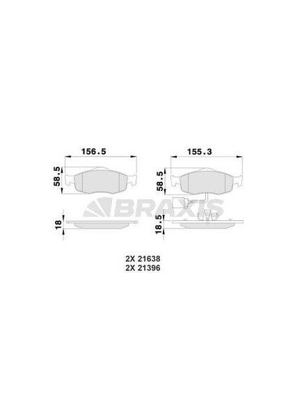 Braxıs AB0116 On Fren Balatası Scorpıo 92>98 Mondeo 1.6 1.8 2.0 1.8td 2.4 2.5td 93>00 Granada 92>94 Cougar 2. Ikaz Musurlu