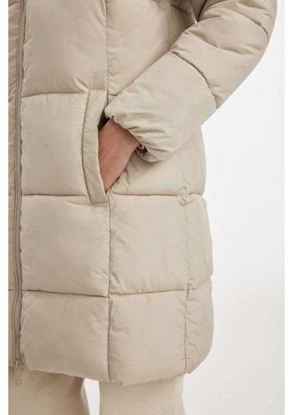 Puffer Şişme Uzun Mont Parka Su Geçirmez Regular Kalıp Çıkarılabilir Kapüşonlu A1315AX24WN