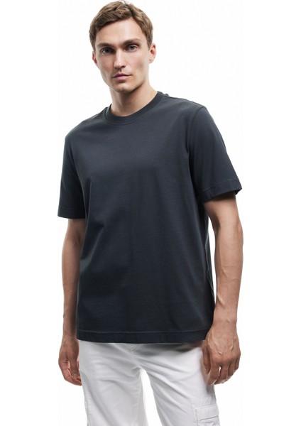 Pamuklu Kısa Kollu Bisiklet Yaka Basic Tişört