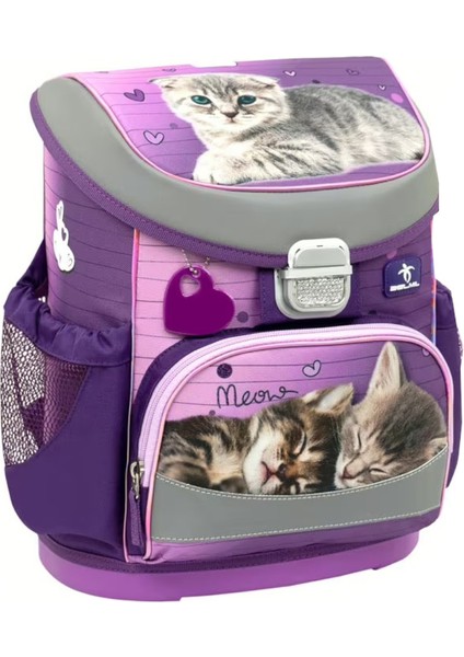 Hafif (900 Gr) Ortopedik Okul Çantası ve Kalemlik 2’li Set - Mor Kedicik Desenli fiyatları