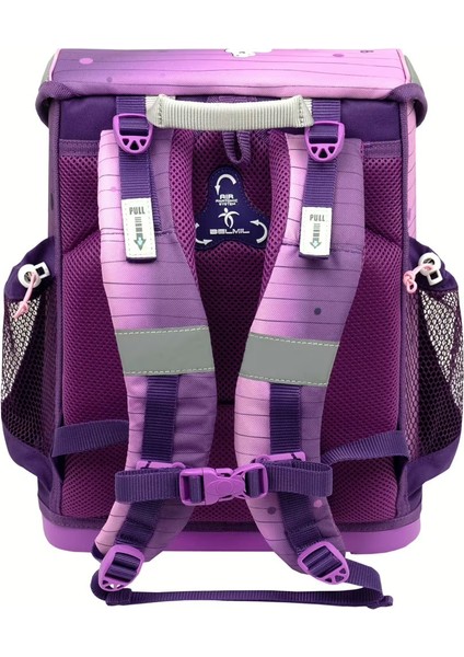 Hafif (900 Gr) Ortopedik Okul Çantası ve Kalemlik 2’li Set - Mor Kedicik Desenli modelleri