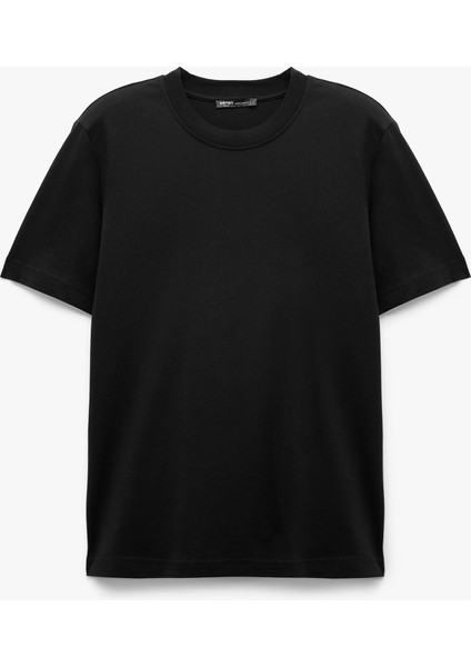 Pamuklu Kısa Kollu Bisiklet Yaka Basic Tişört modelleri