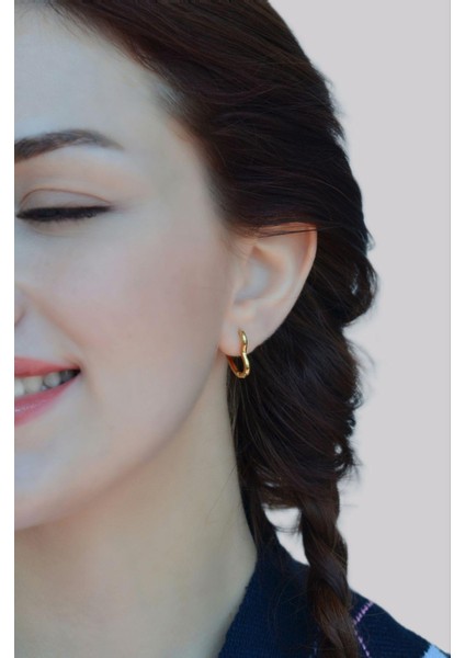 14 mm Çelik Kalp Model Küpe Gold Renk modelleri