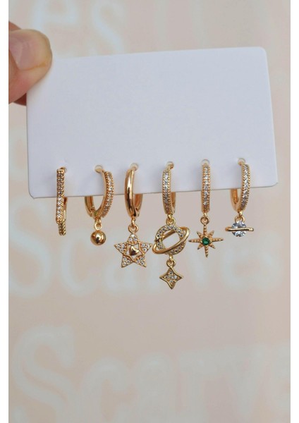 Yıldız Gezegen Kuzey Yıldızı Küpe Seti 6 Parça Çok Yıldızlı Küpe fırsatları