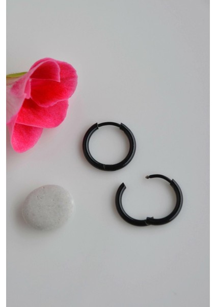 Siyah Renkli Çelik Halka Küpe 12 mm fırsatları