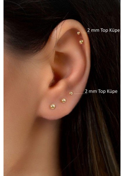 Gold Top Küpe 2 mm modelleri