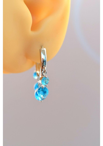 Gümüş Renkli Turquaz Taş Sallantılı Küpe Turquaz Taşlı Şakira Küpe fiyatları