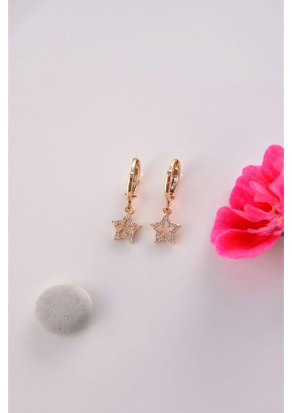 Yıldız Charmlı Küpe Minimal Yıldızlı Halka Küpe modelleri
