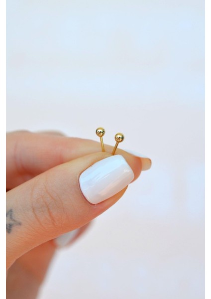 Gold Mini Top Küpe 3 mm modelleri