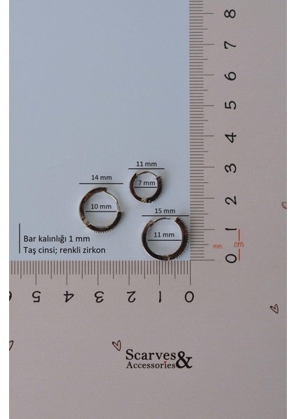 Multicolor Renkli İnce Halka Küpe Seti 3 Parça Gümüş Renkli fırsatları