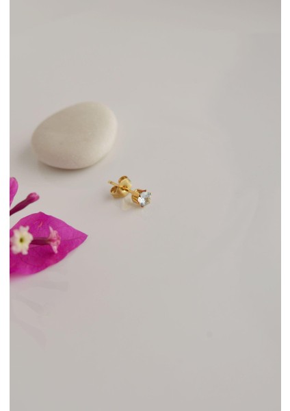 Çelik Gold Tektaş Küpe 3 mm modelleri