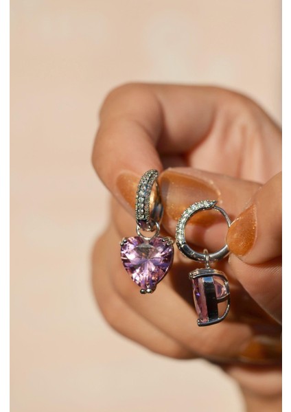Pembe Zirkon Kalp Sallantılı Küpe modelleri