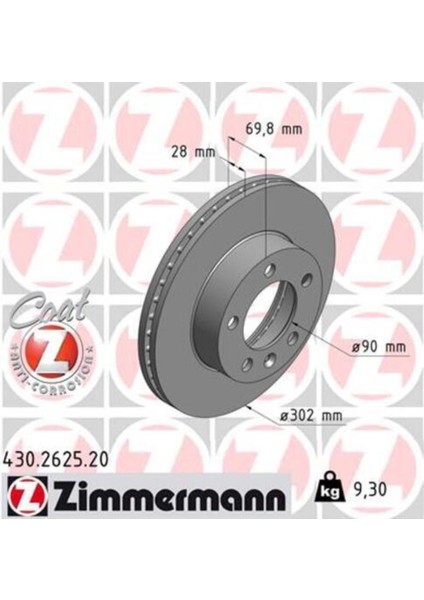 430.2625.20 Ön Fren Diski Master Movano Iıı 2.3 Dcı 10 Havalı 302X28X5DL 986479716-DF613