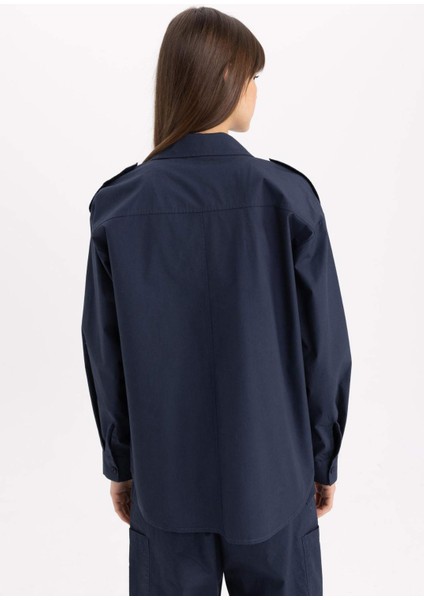 Relax Fit Poplin Uzun Kollu Tesettür Gömlek Tunik C2145AX24SP