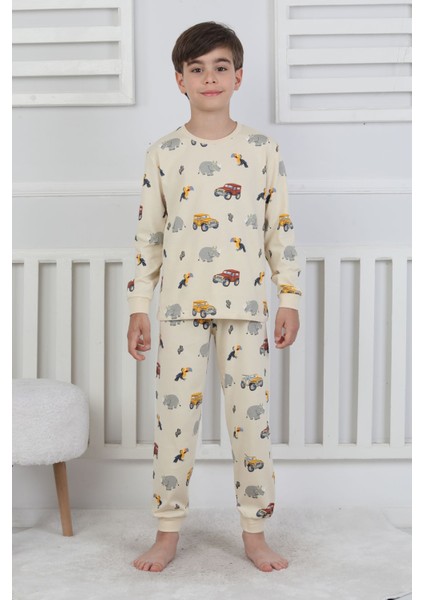 Mini Safari Desenli Erkek Çocuk Pijama Takımı