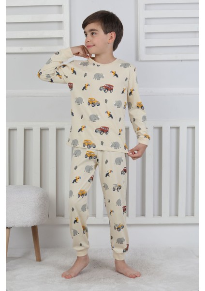 Mini Safari Desenli Erkek Çocuk Pijama Takımı modelleri