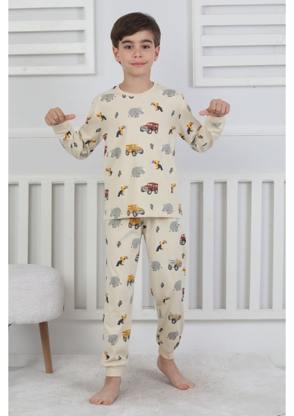 Mini Safari Desenli Erkek Çocuk Pijama Takımı indirimleri