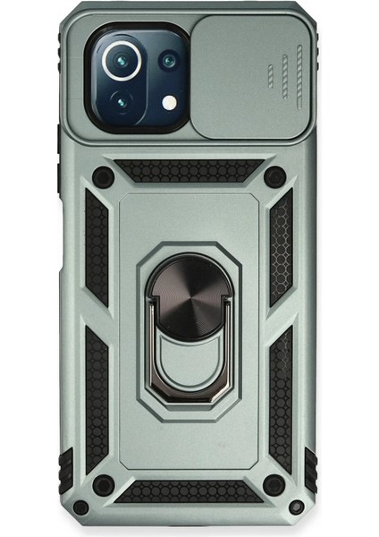 Xiaomi Mi 11 Lite Kılıf Pars Lens Yüzüklü Silikon - Yeşil - CPT102244-3360