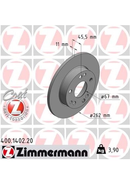 Zımmermann 400.1402.20 Fren Dıskı On Mercedes 190 W201 85 93