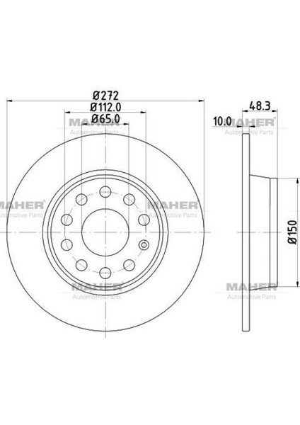3640 Fren Diski Caddy Golf Jetta A3 Leon 10= Arka 272MM