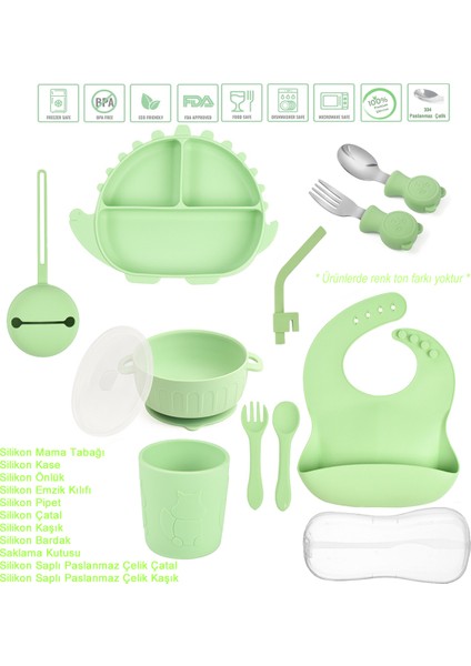 Silikon Beslenme Seti / Yeşil