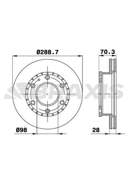 Braxıs AD0313 On Fren Dısk Aynası Havalı Mazda B2500 2.5 D BT50 4×4 05-11 Ford Ranger 05> 289×5