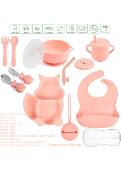 Silikon Beslenme Seti / Pembe
