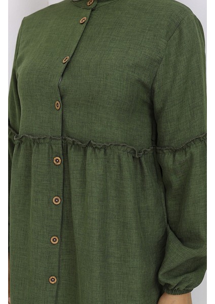 Büzgülü Düğmeli Tunik Pantolon Ikili Takım 0115-01 Haki fırsatları