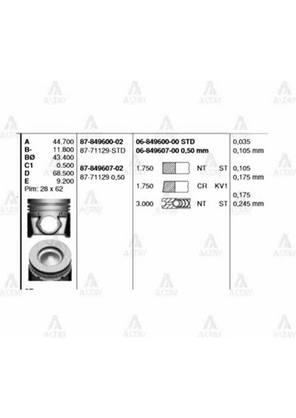 06 Iss -84907-00 Segman 050 I20 IX20 1.4 Crdı 90HP 75MM