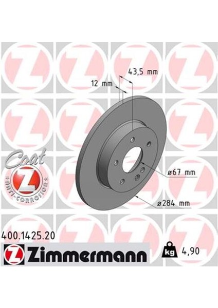 Zımmermann 400.1425.20 Fren Dıskı On Mercedes C-Class W202 93 00
