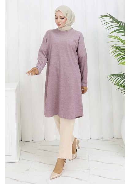 Rahat Kesim Cotton Sade Tunik 8757-05 Açık Mürdüm fiyatları